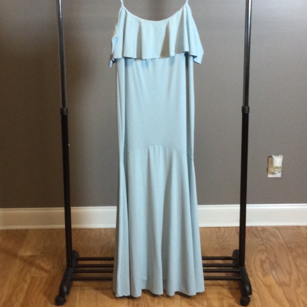 NWT 3X EverPretty Elegant Light Blue Ruffle Maxi Dress